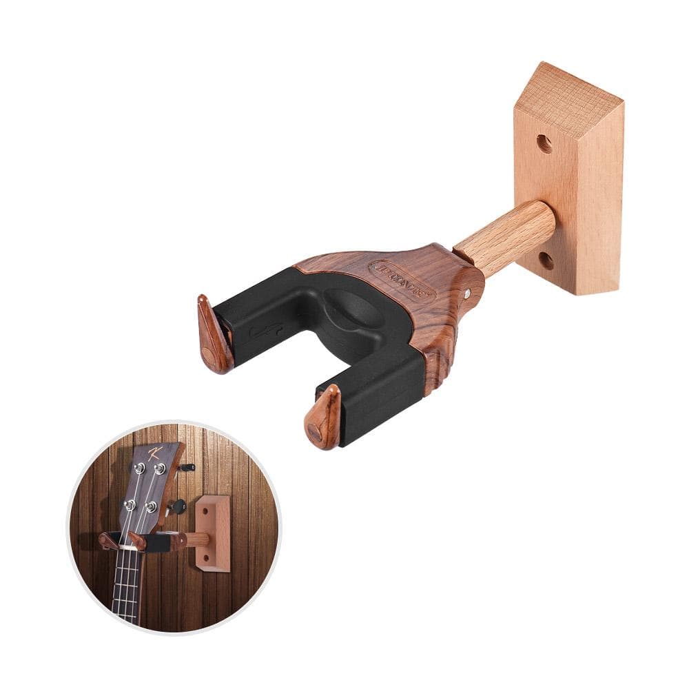 Wall Mount Ukelele Ukulele Uke Hanger Hook Holder Keeper Auto Grip System Rubber Cushion Wood Base Rose