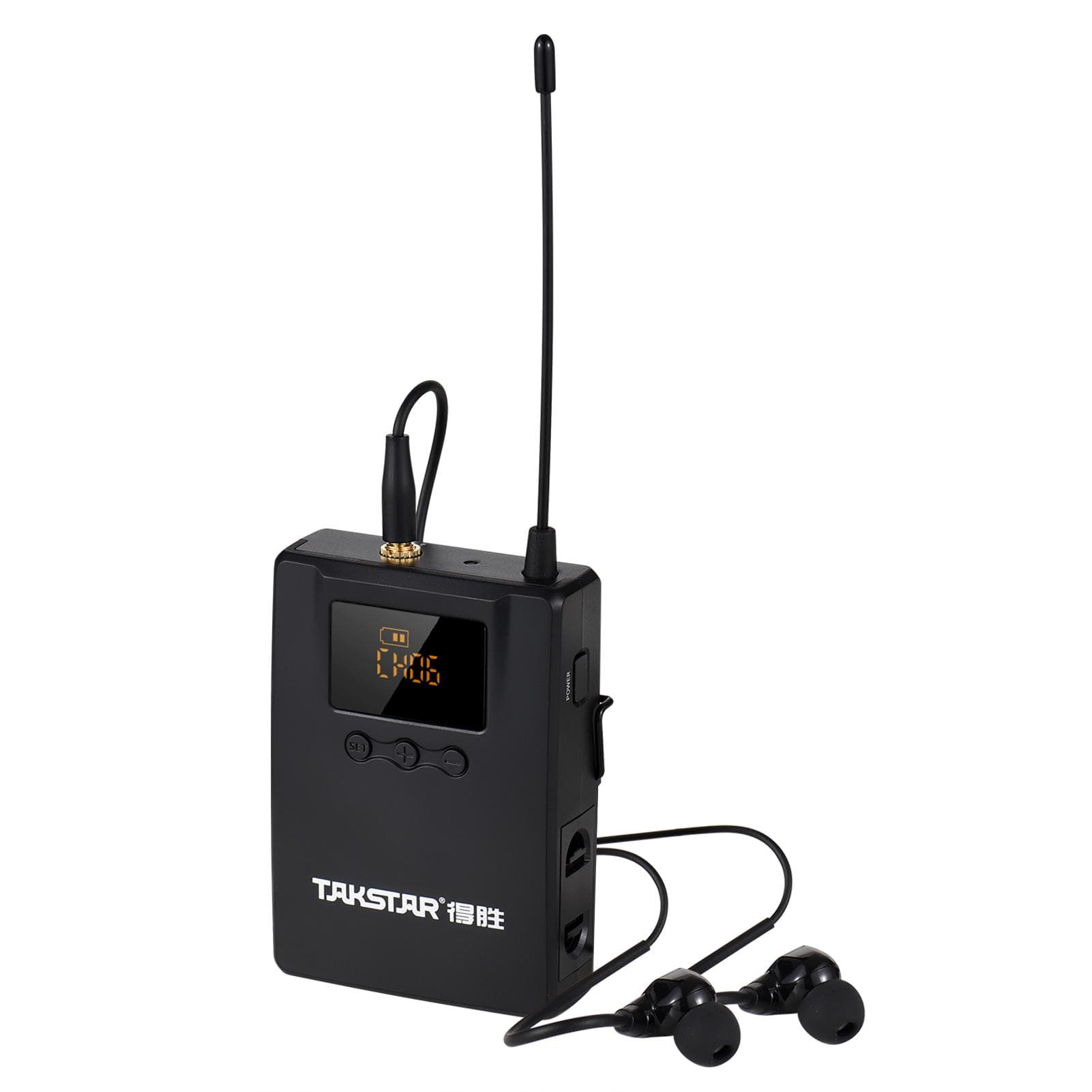 TAKSTAR WPM-300R Wireless Audio Receiver with In-ear Earphone UHF Bodypack Receiver LED Digital black