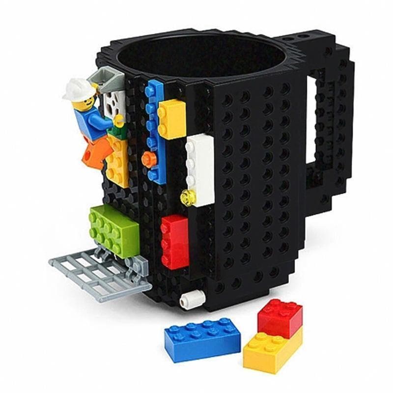 Personalized Creative Building Block Assembly Cup Children's Educational Water Cup Drop-resistant Mug 301-400ml black