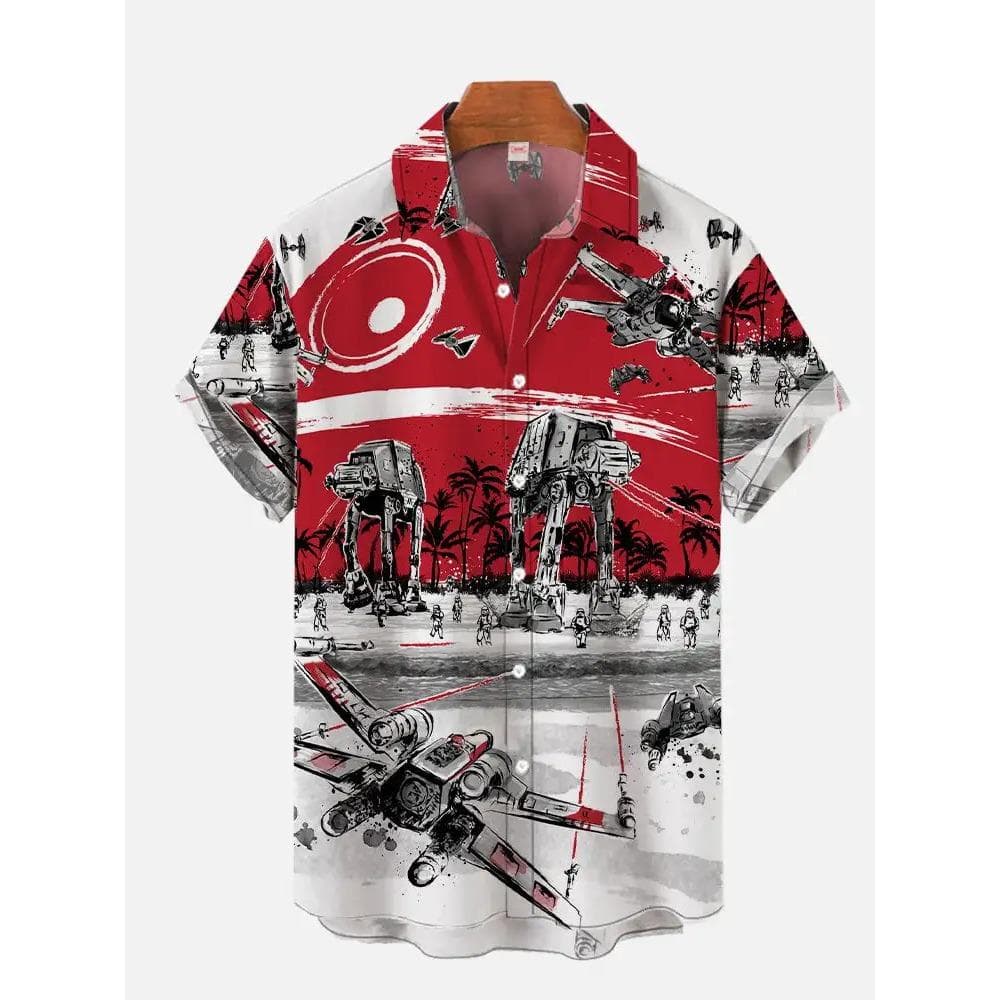 Hawaii Shirts Man New Stars-wars Shirts Men Women Clothes Tee Tops Boys Girls Tees Walker Printing Short Sleeve Shirt L