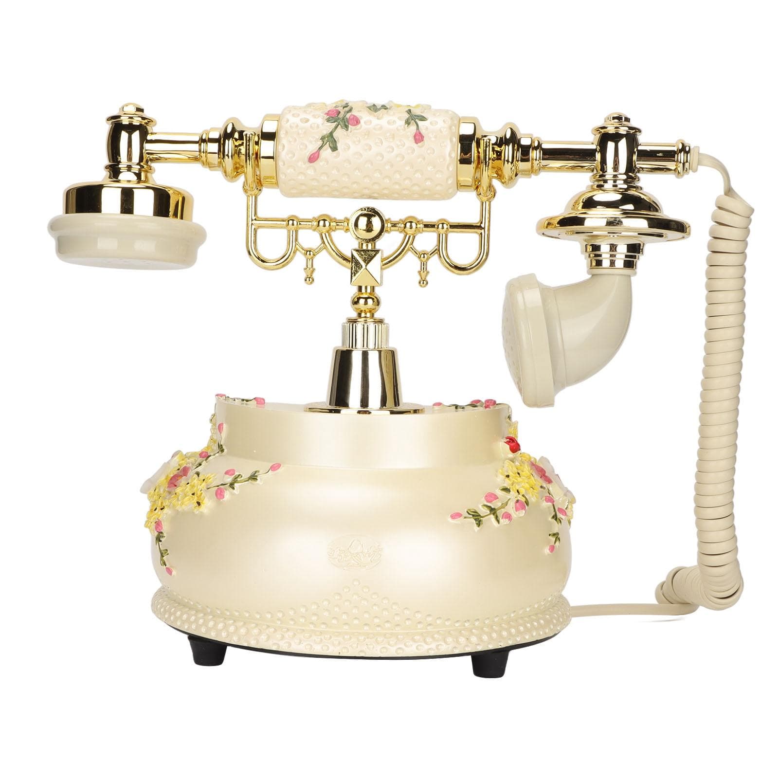 Vintage Telephone Flowers Style FSK DTMF Compatible Clear Sound Redial Function Number Storage US Plug