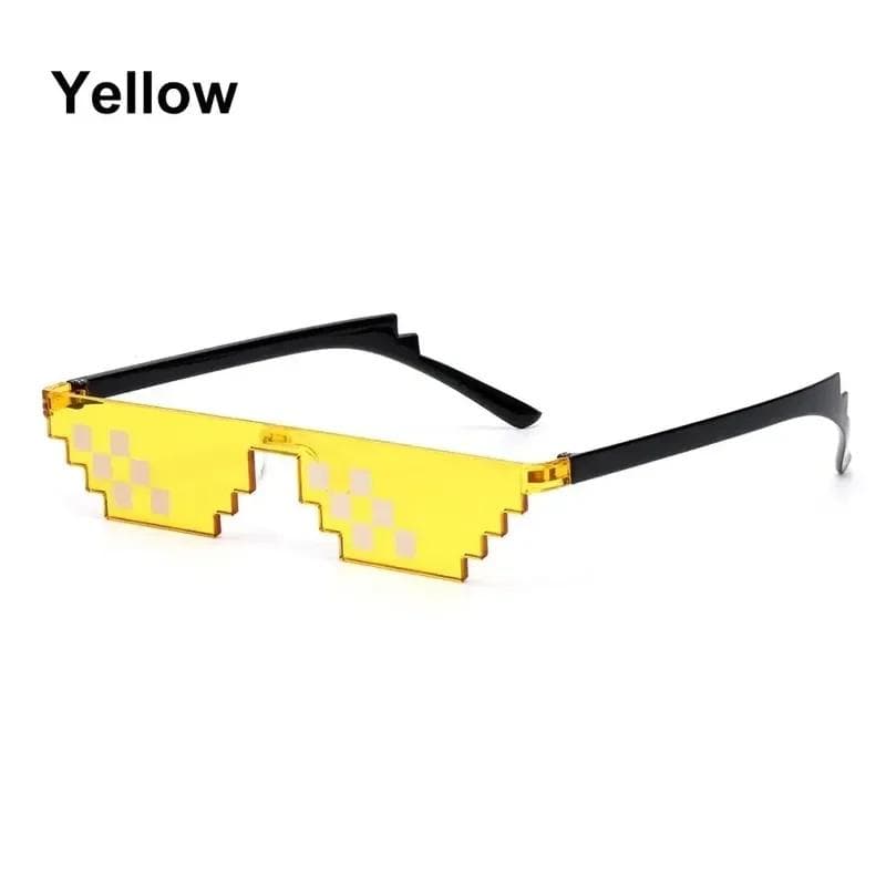 NEW Funny Mosaic Sunglasses Thug Life Pixel Black Retro Gamer Robot Sun Glasses for Birthday Party Cosplay Favors