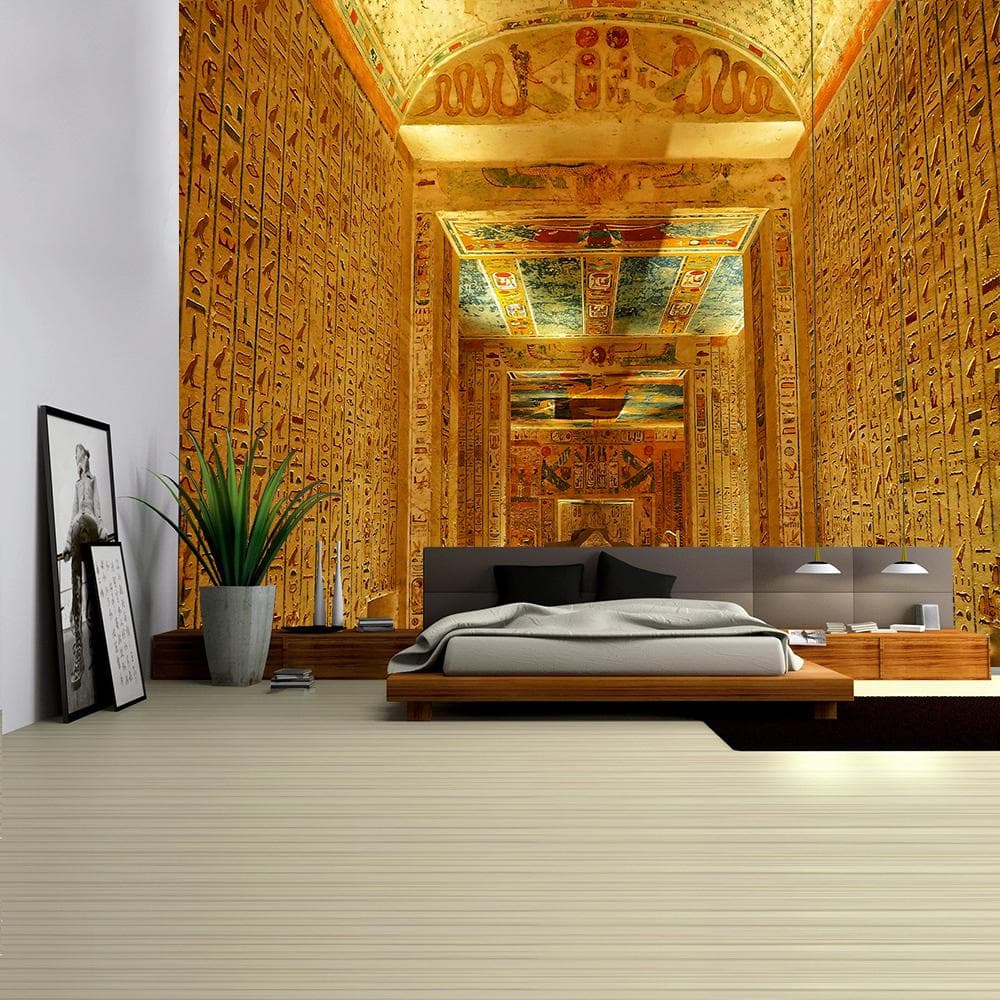Golden Ancient Egypt Tapestry Wall Hanging Old Culture Printed Hippie Egyptian Tapestries Wall Cloth Home Decor Vintage Tapestry 95x70CM
