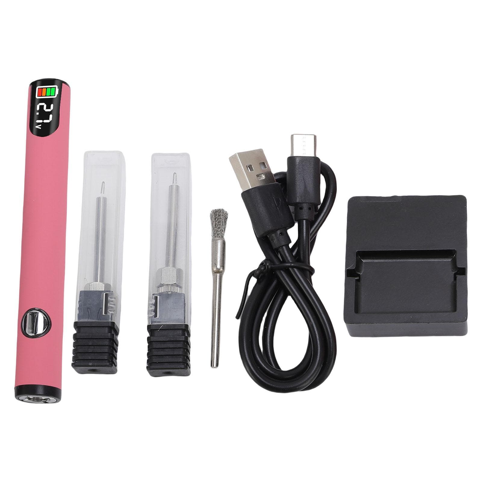 Thread Burning Pen Kit Rechargeable for Jewelry Making Beading Leather Craft Sewing Weaving pink