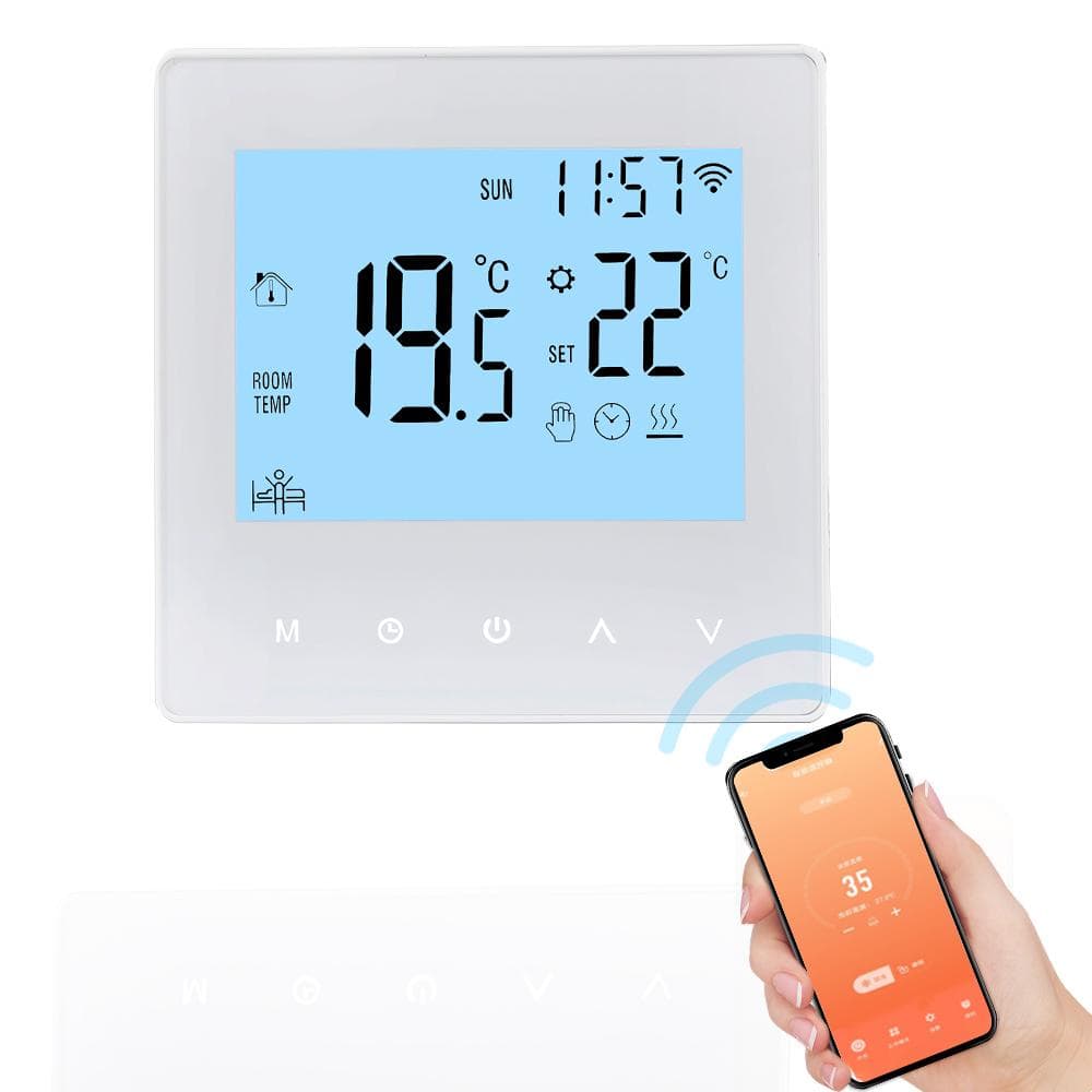 Smart Tuya WiFi Thermostat 16A/3A Digital Programmable LCD Display Underfloor Heating Temperature 3A Water Heating white/blue