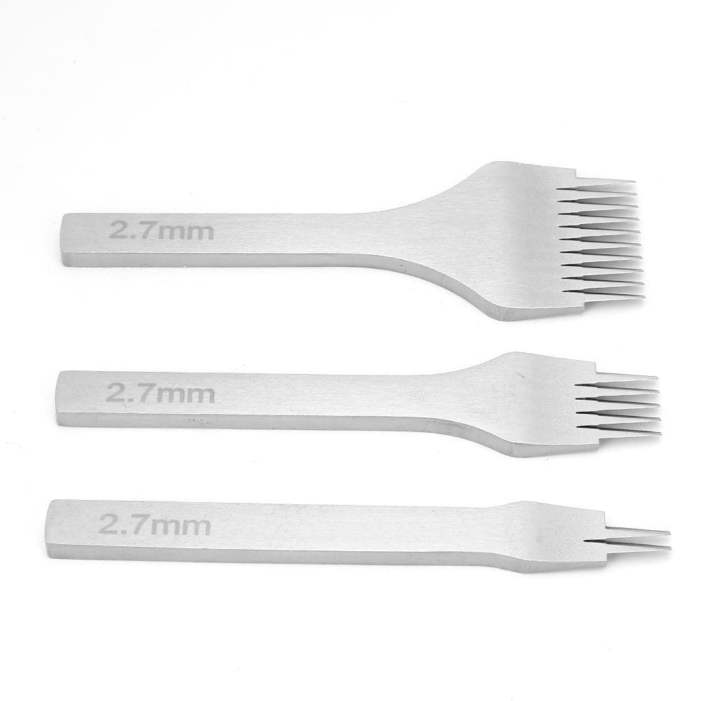 3pcs Handwork Leather PrO Stitch 2.7/3.0/3.38/3.85mm Leather Chisel Hole Punch Tool(3.38mm)