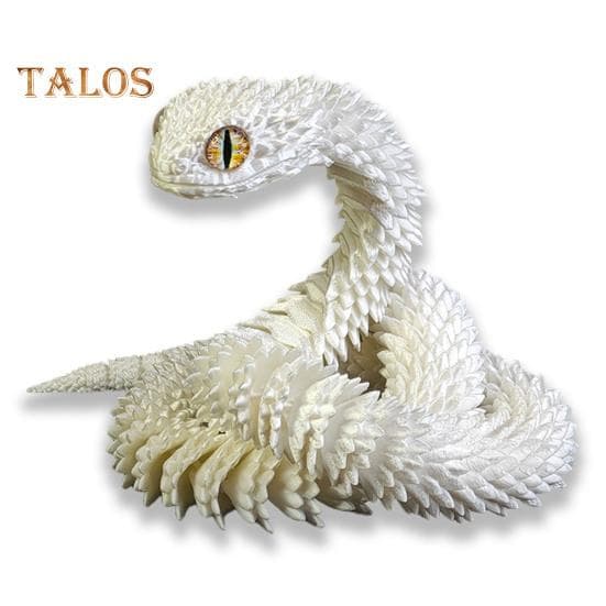 3D Printed Snake Figurine Movable Joints Snake Figure Articulated Animal Model Toy Home Office Bookshelf Desktop Decoration Ornament 60cm white