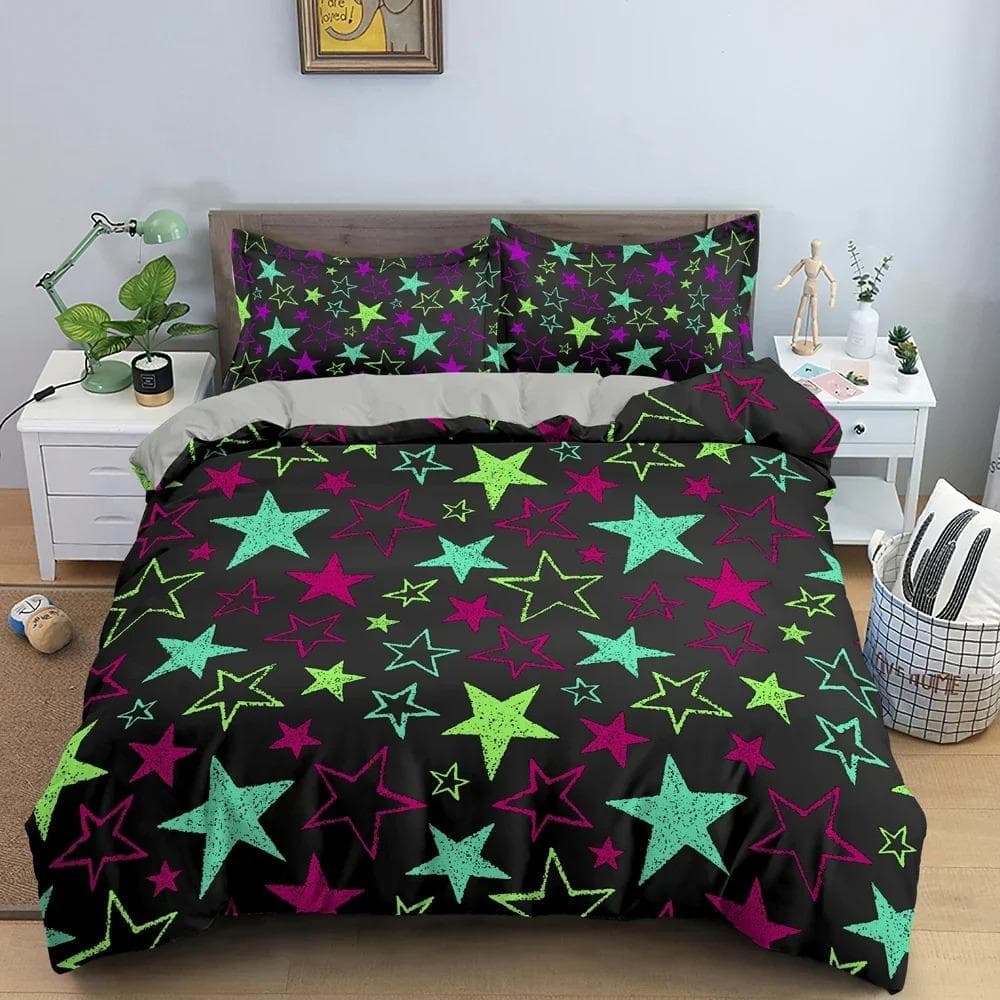 Star Pattern Duvet Cover Colorful Stars Print Quilt Covers For Bedroom Single Twin Queen King Bedding Set Home Decor EU King 240x220cm