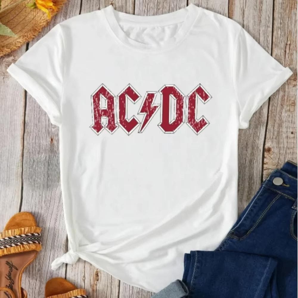 Summer Women Cotton T-Shirt Graphic Clothing Men Fashion Letter ACDC Printing Tops Tees Female Casual Streetwear L