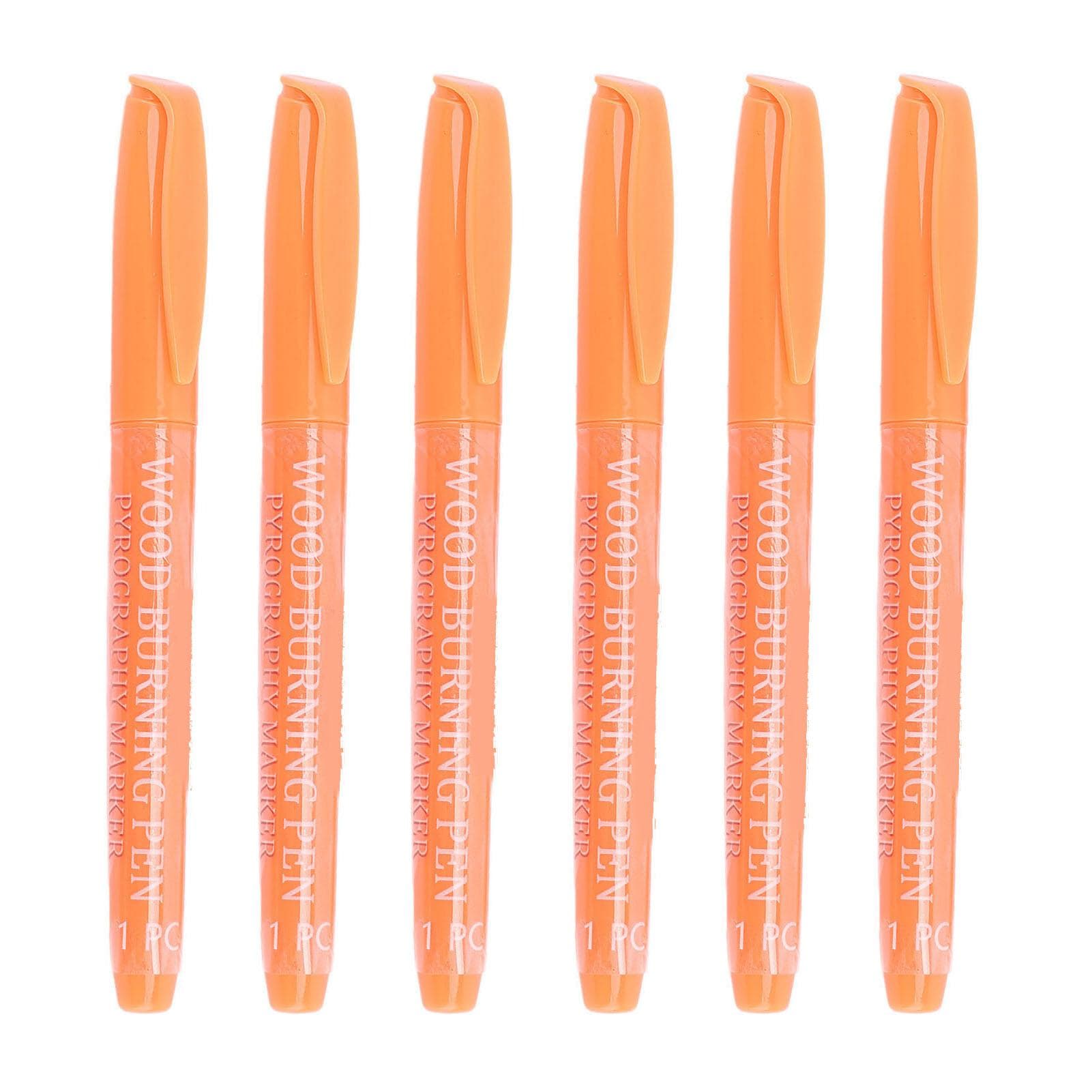 6PCS Wood Burning Pen Thermosensitive Dyes Wide Tip Pyrography Marker Pen for Crafting Wood Working