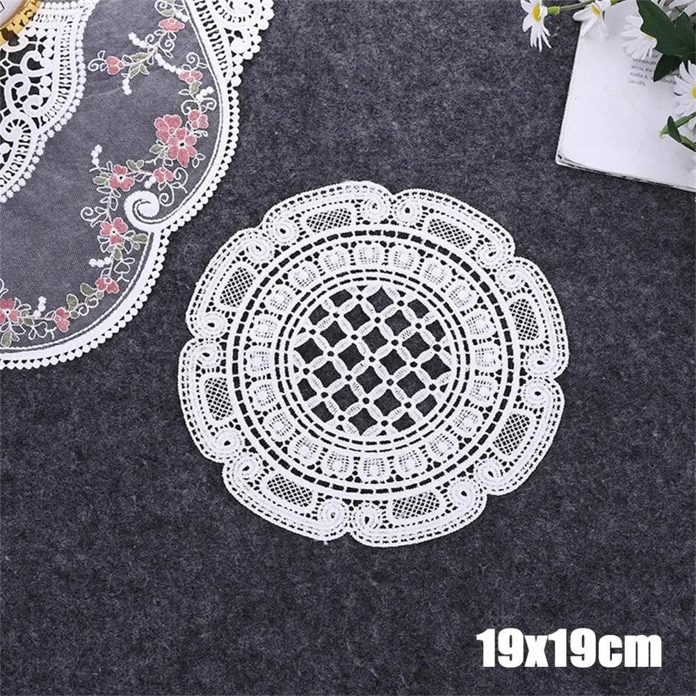 Lace Placemat Cloth 19*19 CM/20*20 CM Round Lace Doilies Crochet Round Lace Placemat Napkin Placemat Cup Dish Coaster