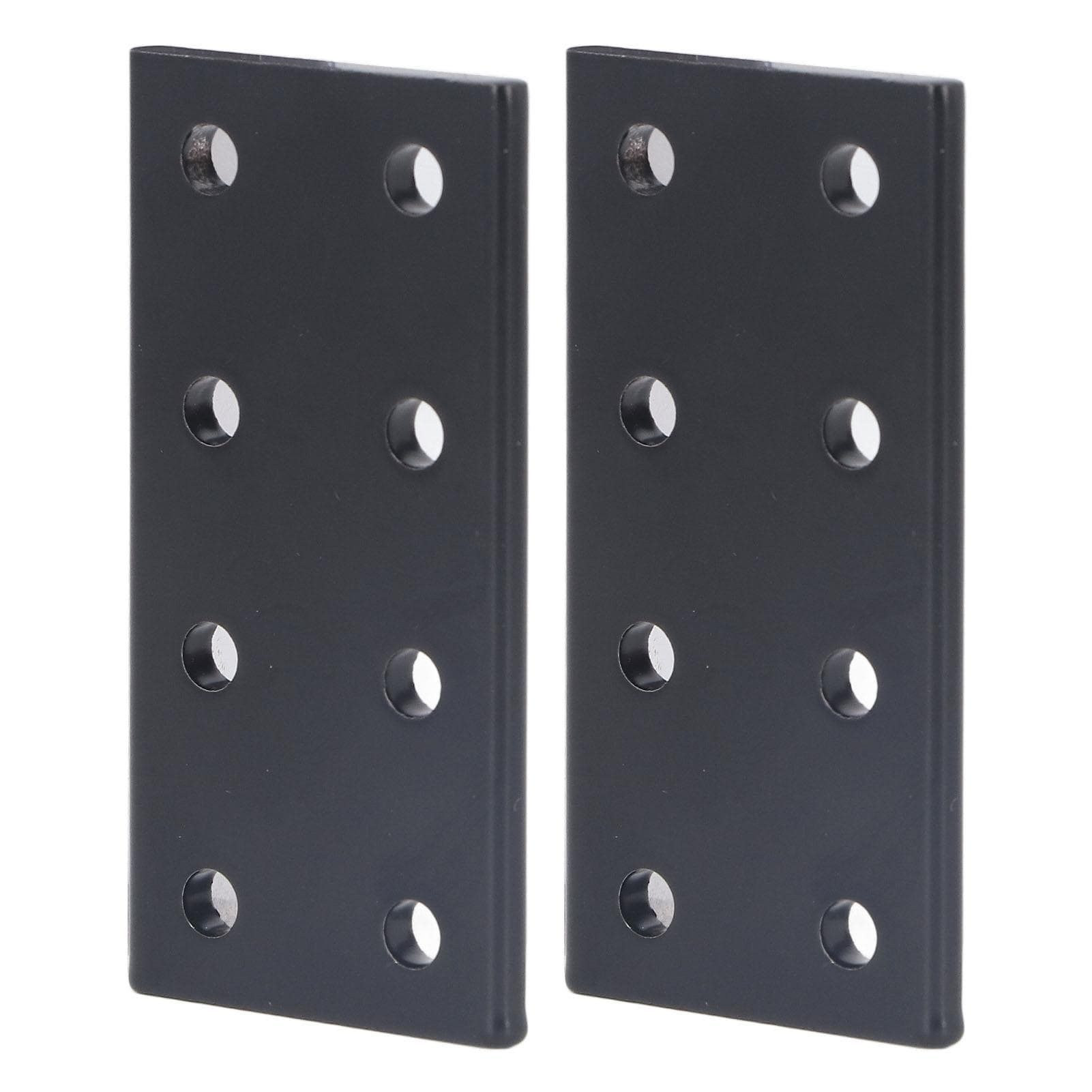 2Pcs 8 Hole Joint Board Aluminum Alloy Rectangle Joining Plate for Table Bed Black