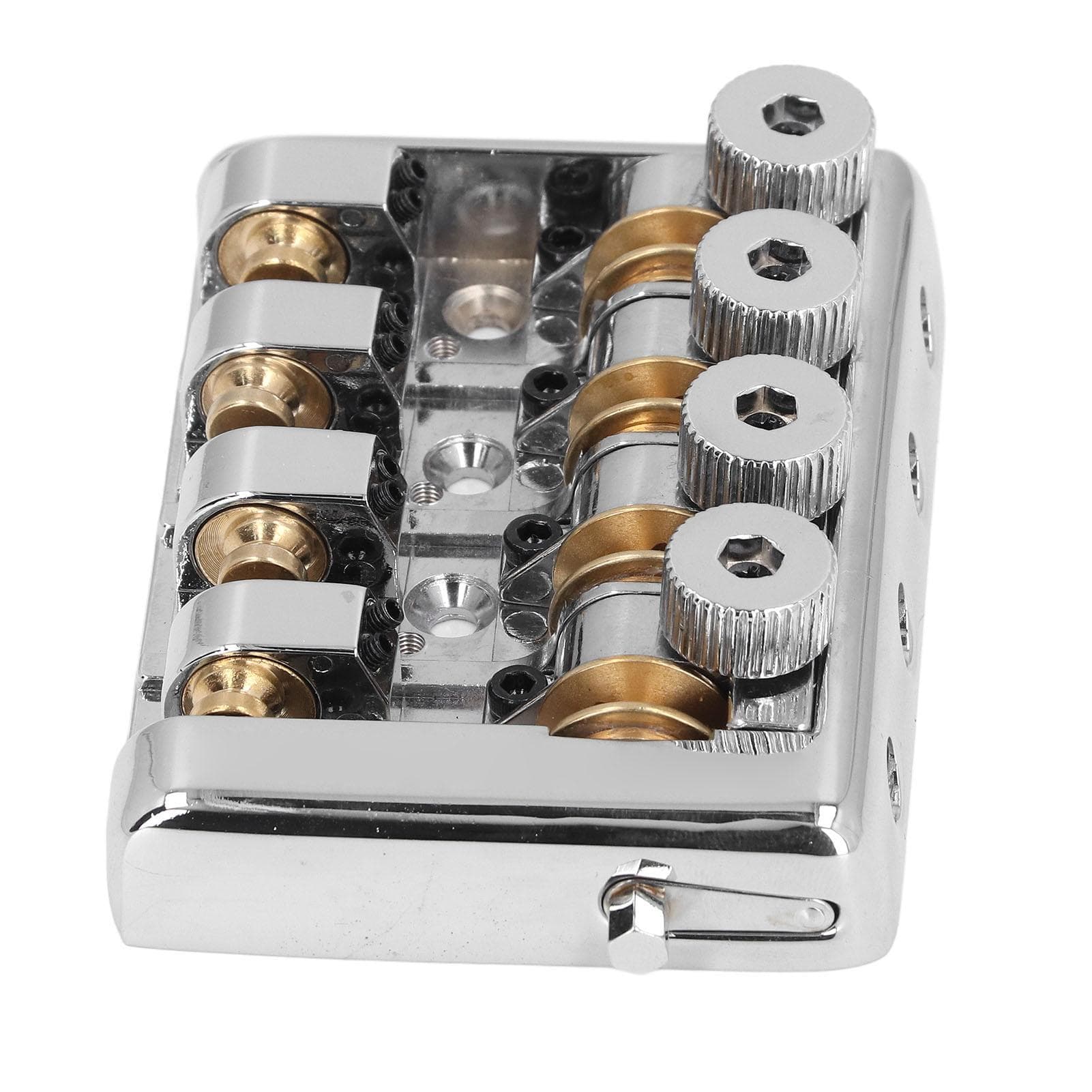 4 String Headless Electric Bass Bridge Zinc Alloy Brass Bridge Replacement with String Lock Black silver