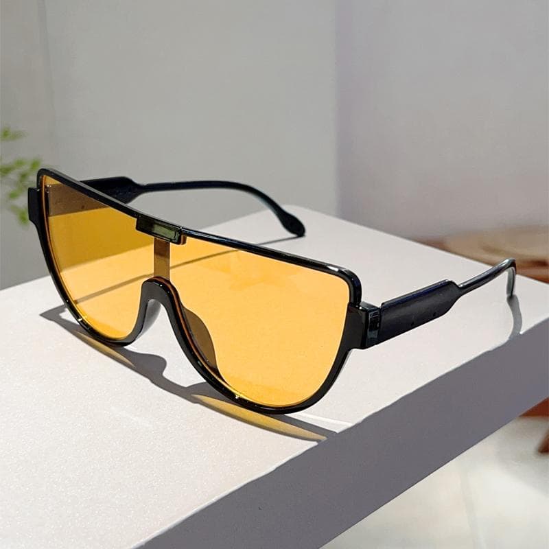 KAMMPT Semi-round Sunglasses Women Oversized Monoblock Casual Shades Trendy Korean Style Sun Glasses as picture shows