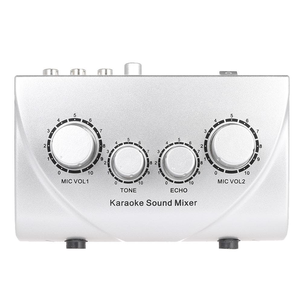 Karaoke Sound Mixer Dual Mic Inputs With Cable N-1 Silver US Plug US Plug