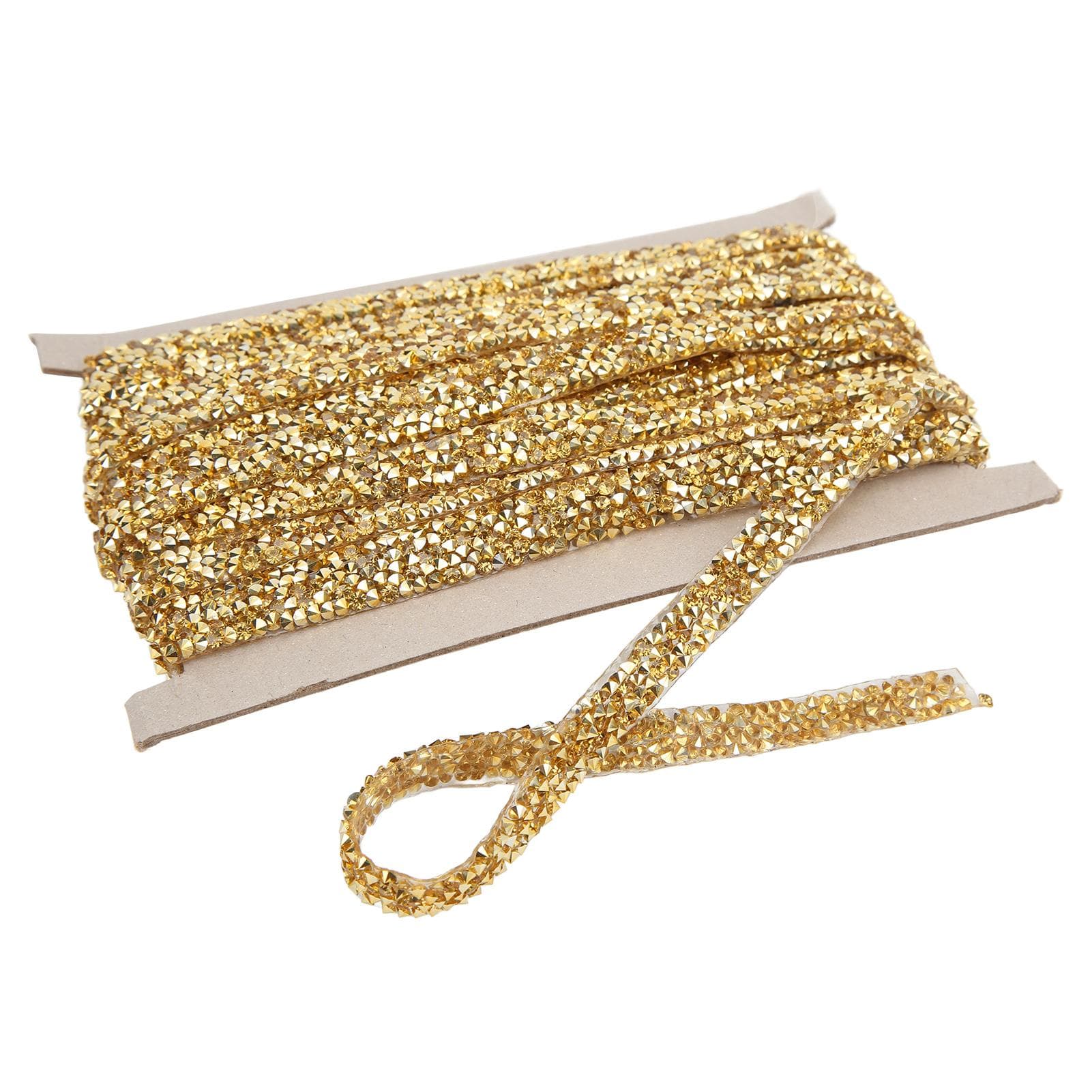 10 Yards 1cm Gold Rhinestone Ribbon Self Adhesive DIY Crystal Rhinestone Ribbon for Sewing DIY