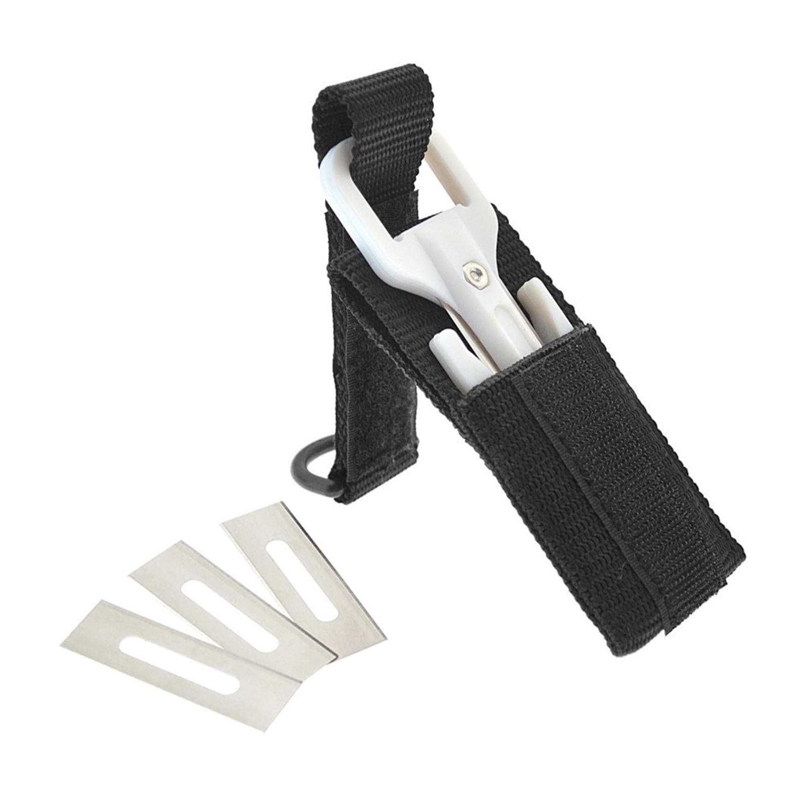 Diving Cutter with Storage Pouch High Safety Fishing Net Line Cutter for Scuba Diving white