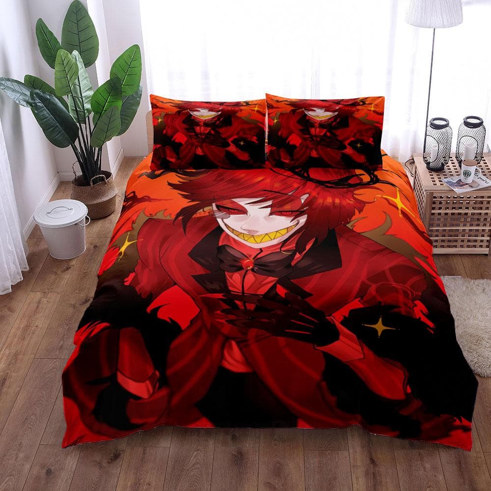 Alastor Red Duvet Cover Set King Queen Double Full Twin Single Size Bed Linen Set AU Single(140x210cm)