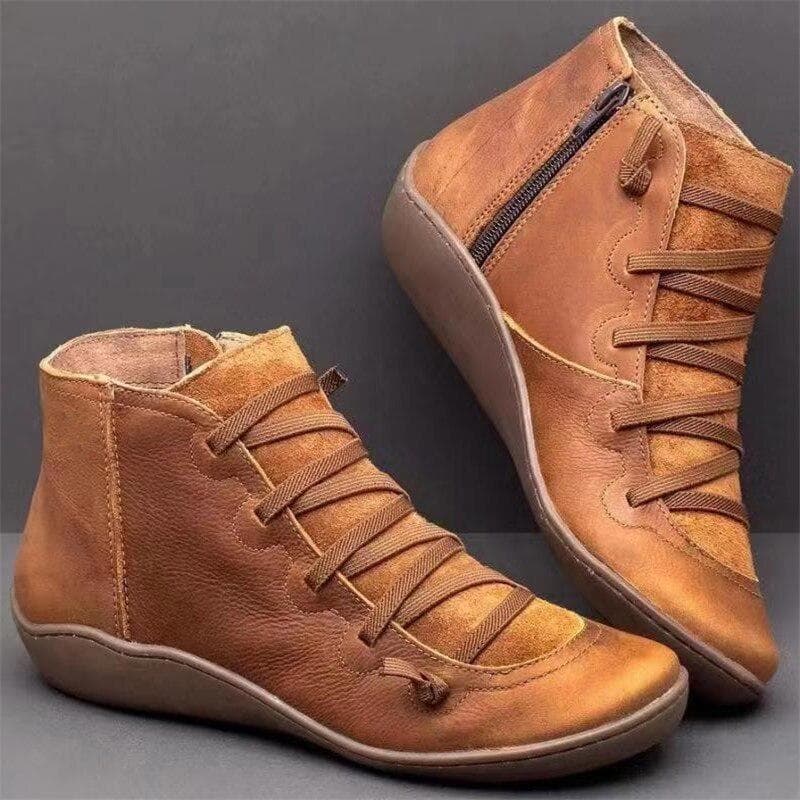 Women Boots Retro PU Leather Ankle Boots Ladies Casual Short Boots Punk Boots Spring Autumn Boots 38 yellow