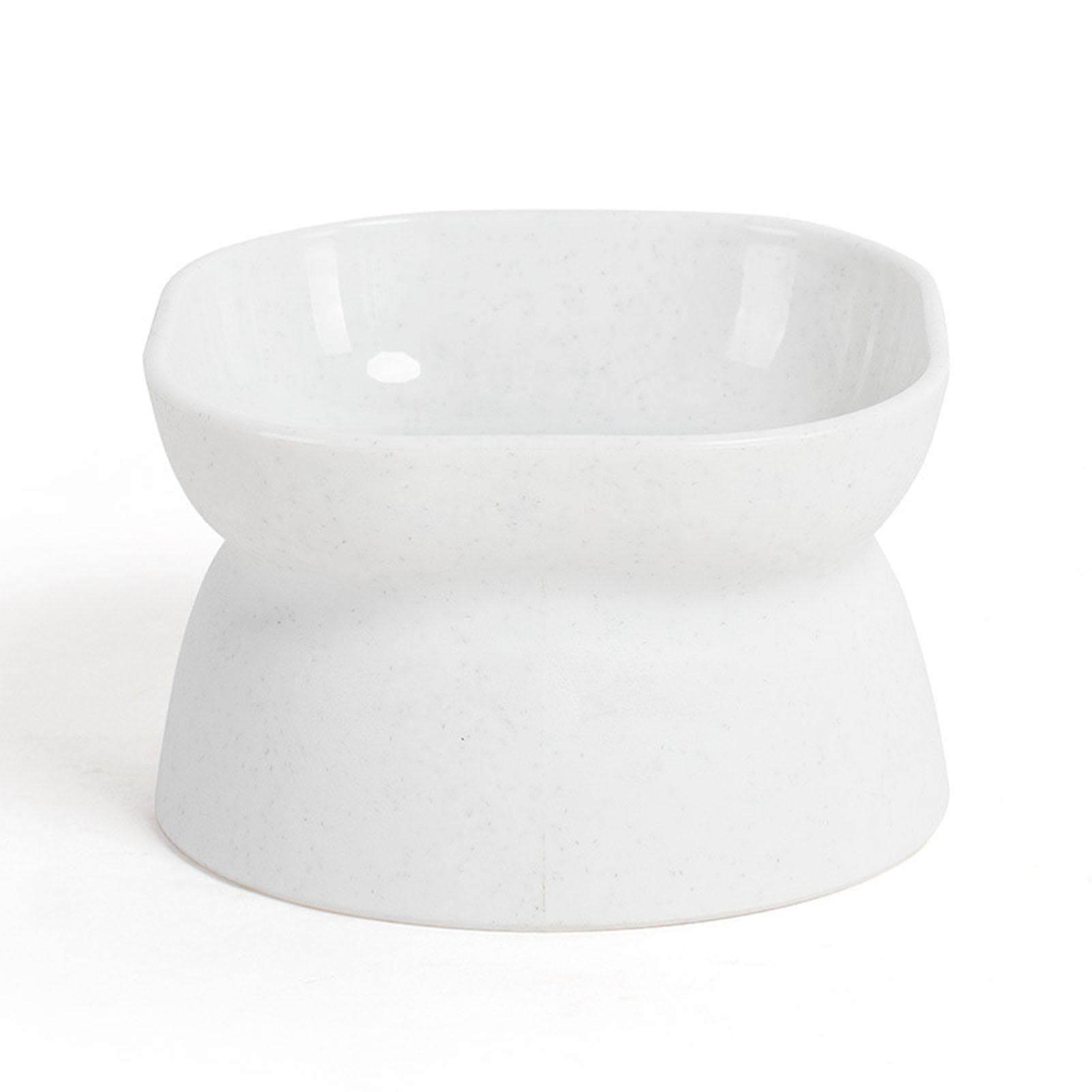 Pet Bowl Tilted Neck Protection High Capacity Easy to Clean Antislip Kitty Bowl for Dog Cat Dark white