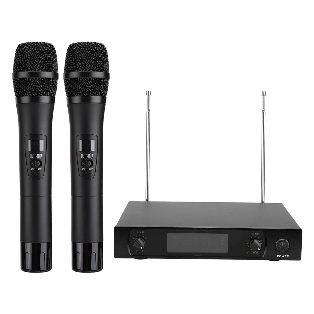 Portable UHF Handheld Dual Wireless Microphone for Karaoke Weddings Public SpeakingUS Plug US Plug