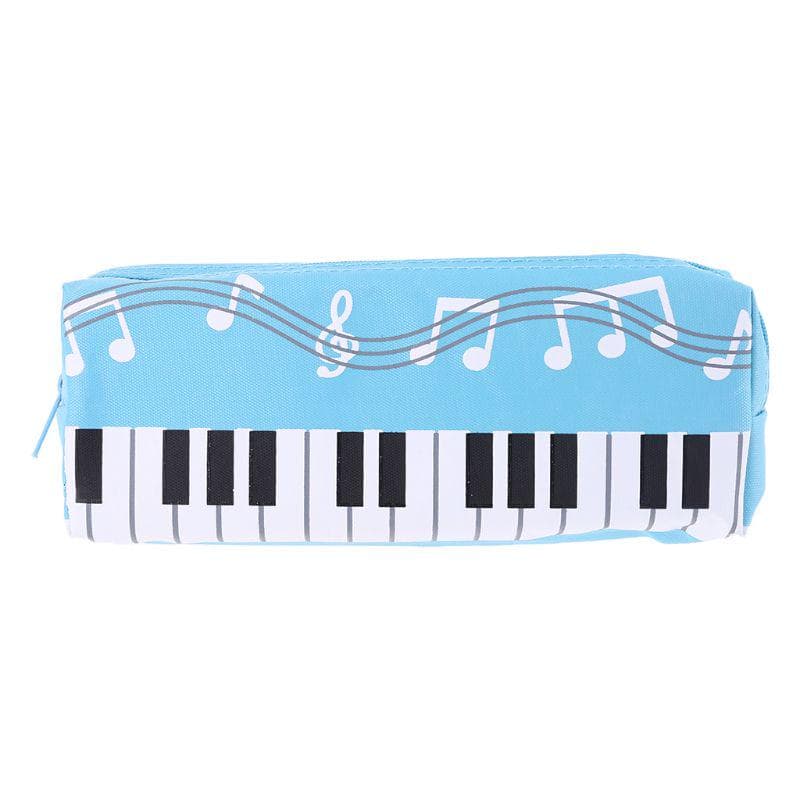 Music Notes Piano Keyboard Pencil Case Large Capacity Pen Bags Stationery Office sky blue