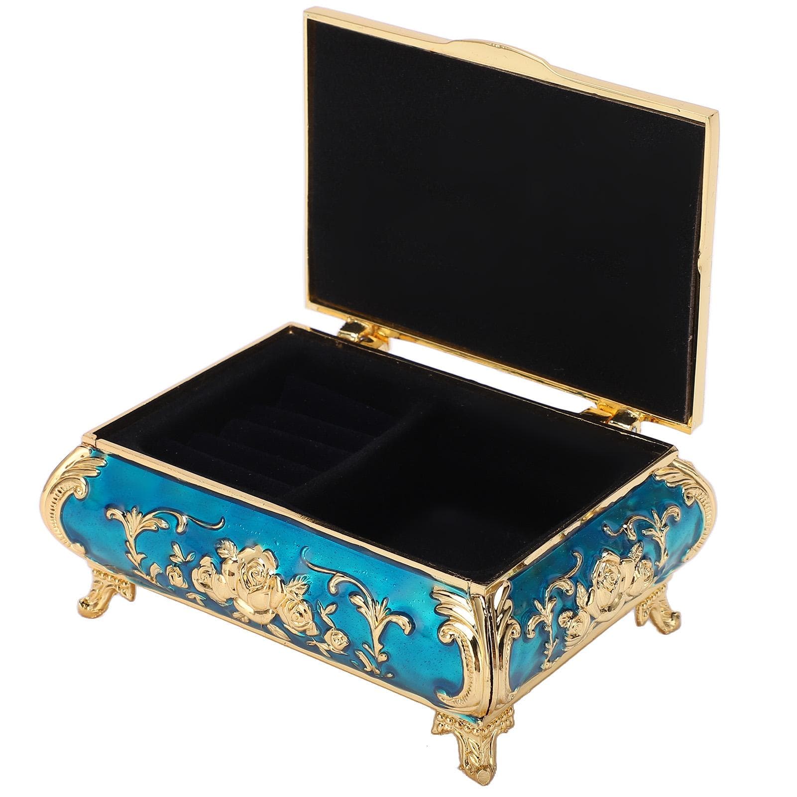 Vintage Jewelry Box Vintage Style Zinc Alloy Glossy Bright Vibrant Colors Scratch Proof Soft Velvet
