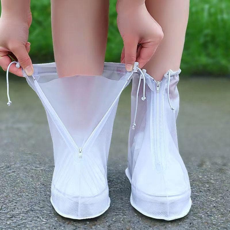 Rain Boots Waterproof Shoe Covers Waterproof Non-slip Rain Shoe Covers Outside Water Shoes Thickened Wear Rain Boots Foot Covers 35-36 white