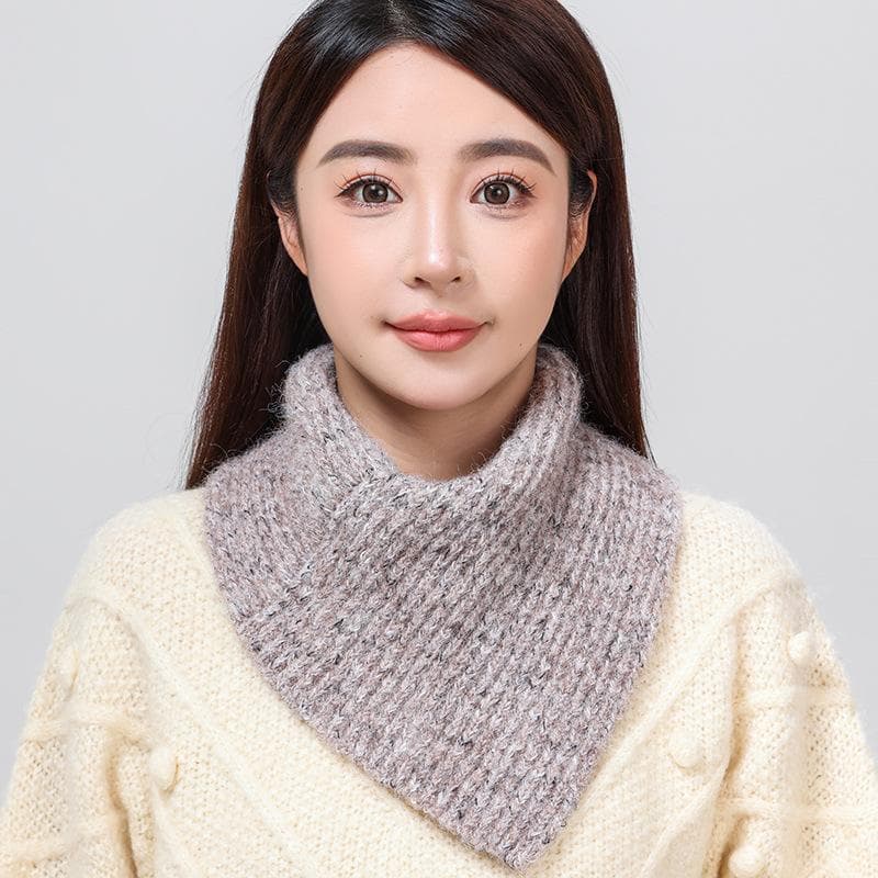 1PC Fashion Cashmere Knitted Triangle Scarf Fake Collar Winter Warm Soft Windproof Solid Color khaki