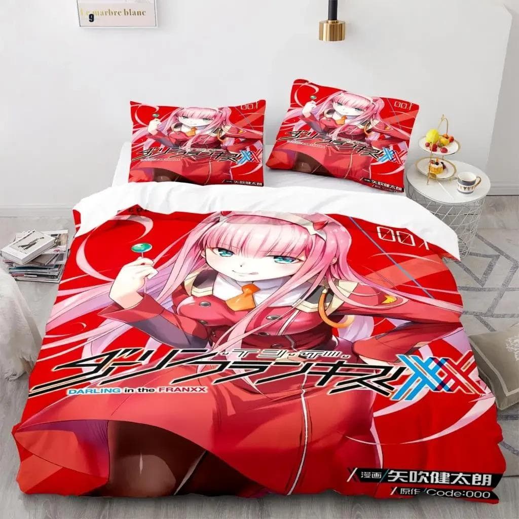 Nwe Darling In The Franxx Bedding Set Bedspread Single Twin Full Queen King Size Bed Sets Aldult Kawaii Duvetcover Family 23pcs 70x133cm 2pcs