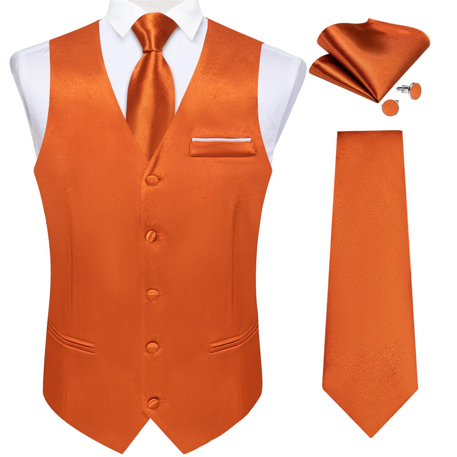 Dibangu Mens Yellow Paisley Vest Suit Waistcoat Hanky Cufflinks Tie Set Wedding 3XL