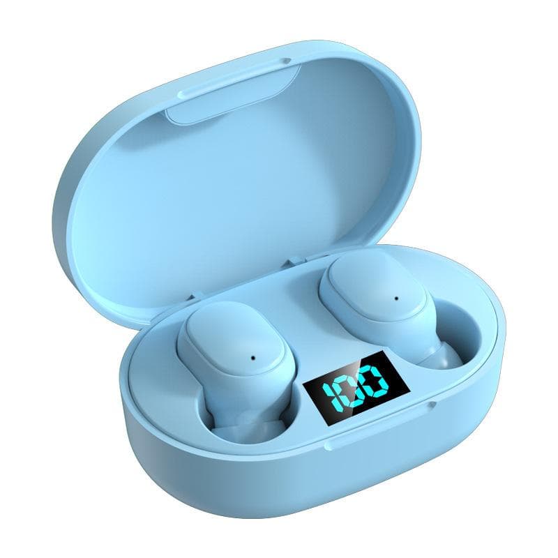 Updated E6S TWS Wireless Earphones For Xiaomi Huawei LED Digital Display Subwoofer HiFi Stereo Music With HD Microphone Noise Cancel Headset In-Ear blue
