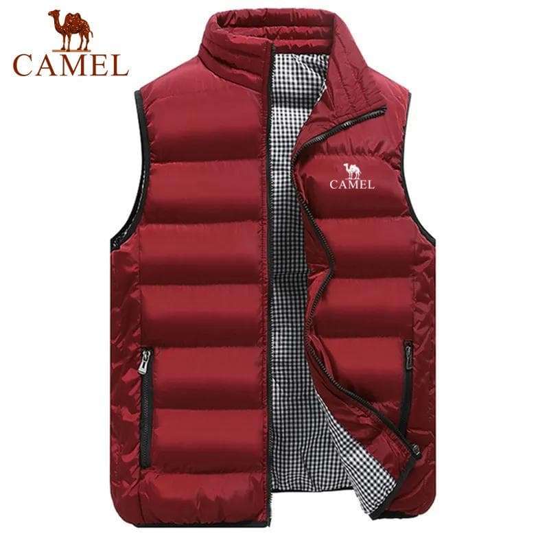 Camel Embroidery Men's Autumn Winter High Quality Cotton Tank Top Jacket Fashion Casual Comfort Sleeveless Thickened Jacket 3XL