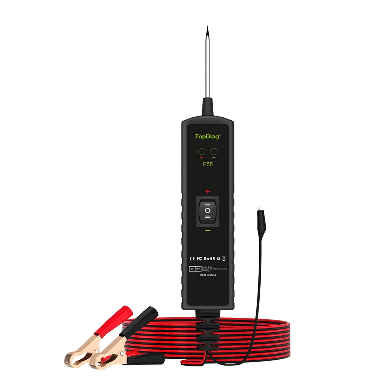 TopDiag P55 Automotive Circuit Tester Car Electrical System Short Tester 1224V DC with Function black