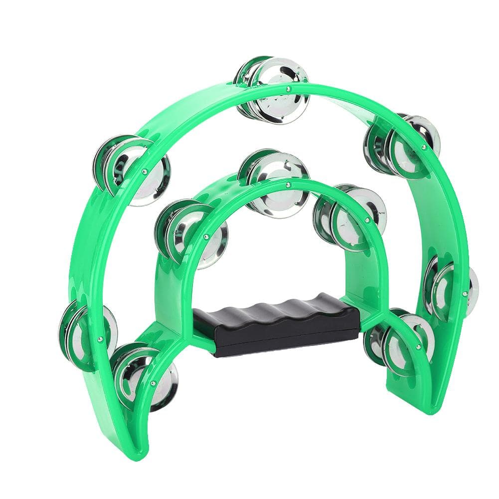 Double Row Jingles Handbell Tambourine Percussion Musical Instrument green