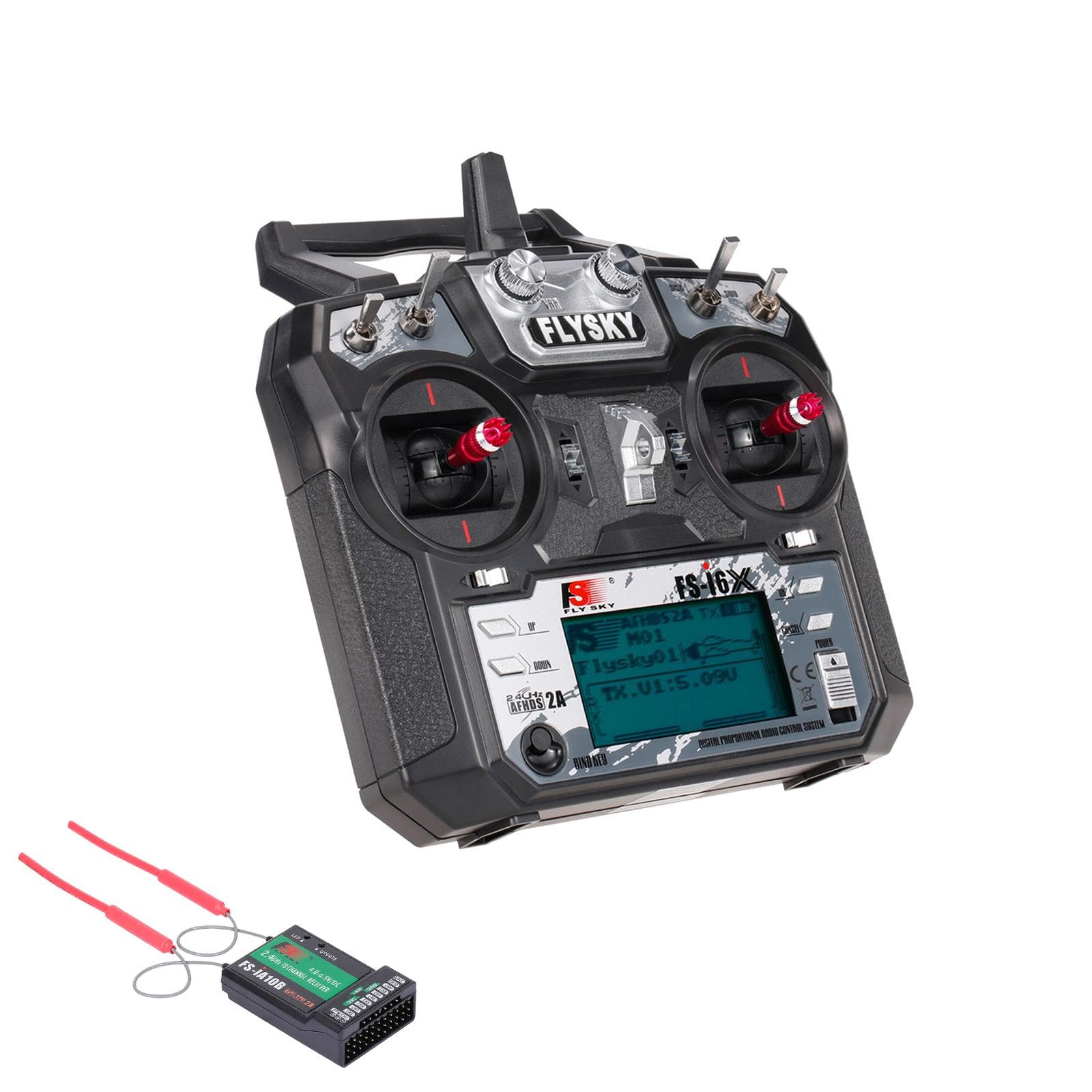 Flysky FS-i6X 2.4GHz 10CH AFHDS 2A RC Transmitter with FS-iA10B Receiver for RC Drone Airplane multicolour