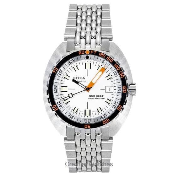 Doxa SUB 300 Searambler Stainless Steel Silver Dial Automatic Diver's 840.10.021.10 1200M Men's Wacth With Extra Strap silver