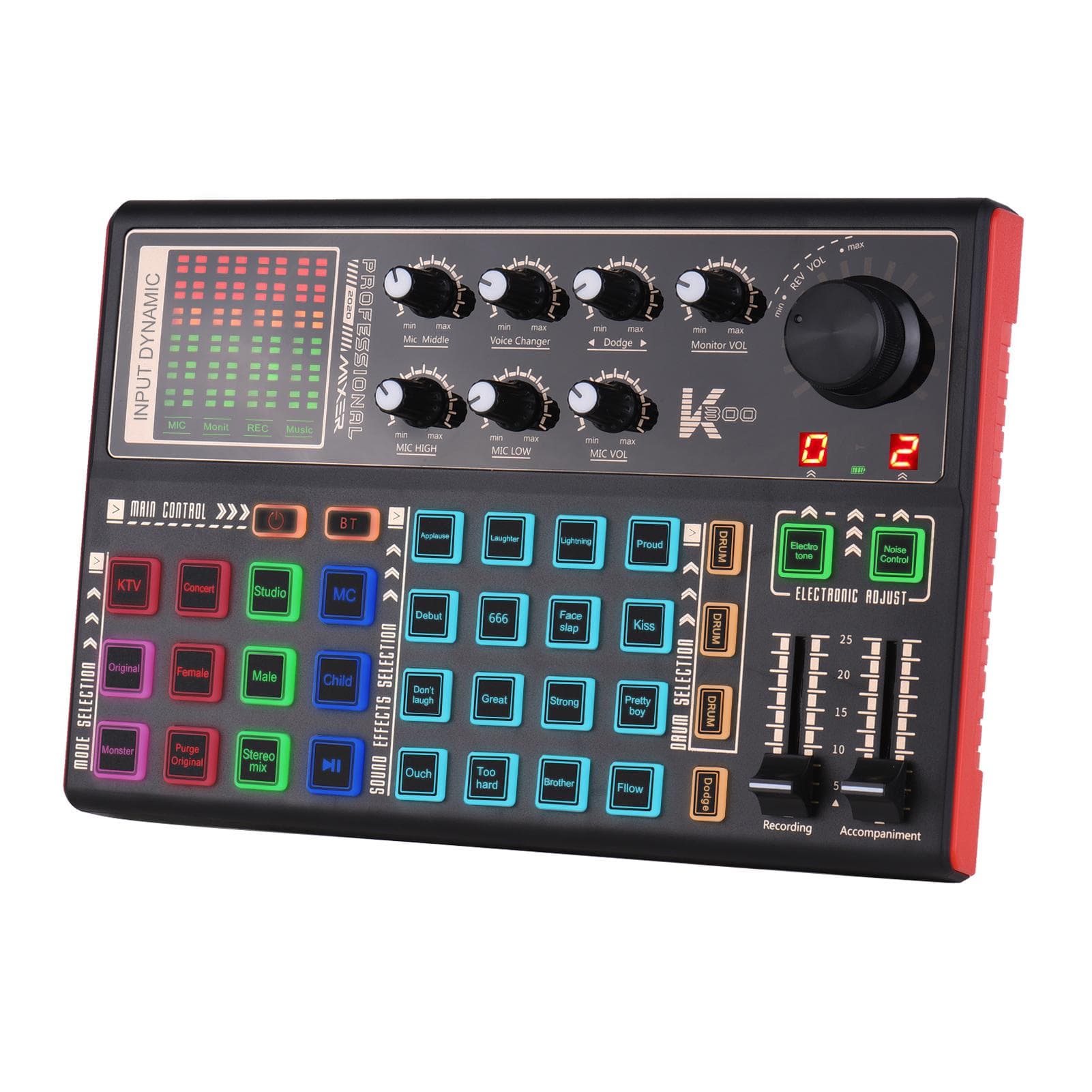 SK300 Live Sound Card External Voice Changer Audio Mixer Builtin Rechargeable Battery Multiple Sound Card Only