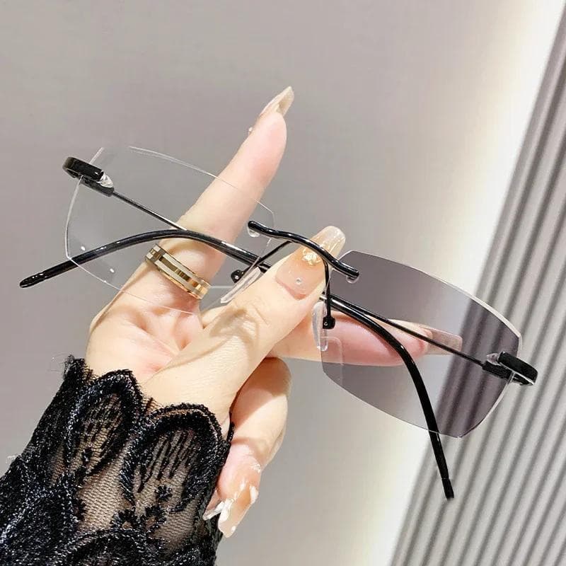 Intelligent Photochromic Myopia Glasses Women Retro Trendy 2 in 1 Sunglasses Farsighted Eyewear Diopter Prescription 0