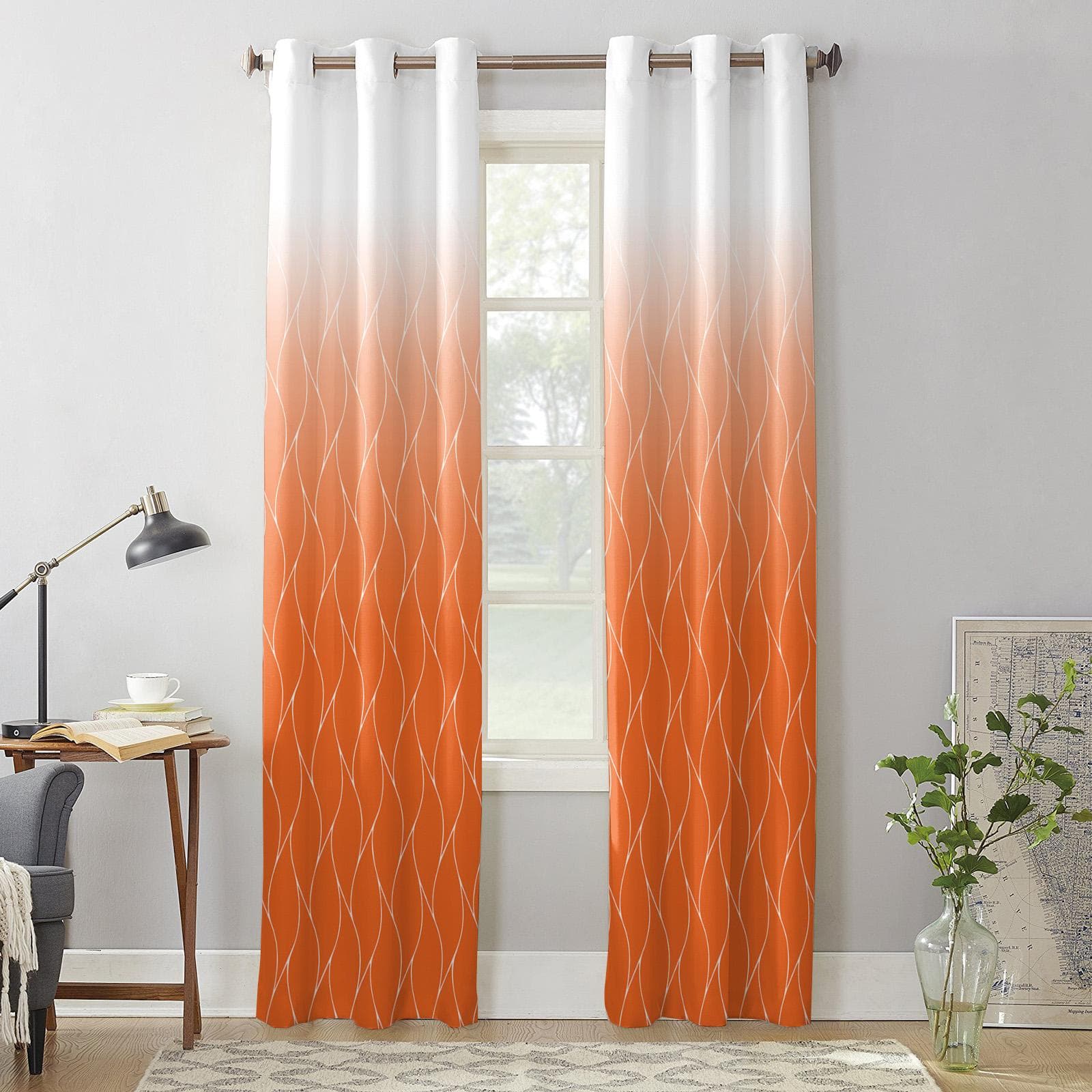 Moroccan Texture Orange Window Curtain Living Room Luxury Valance Curtain for Bedroom Home Kitchen Decor Curtain 135W x 60H(cm) x1