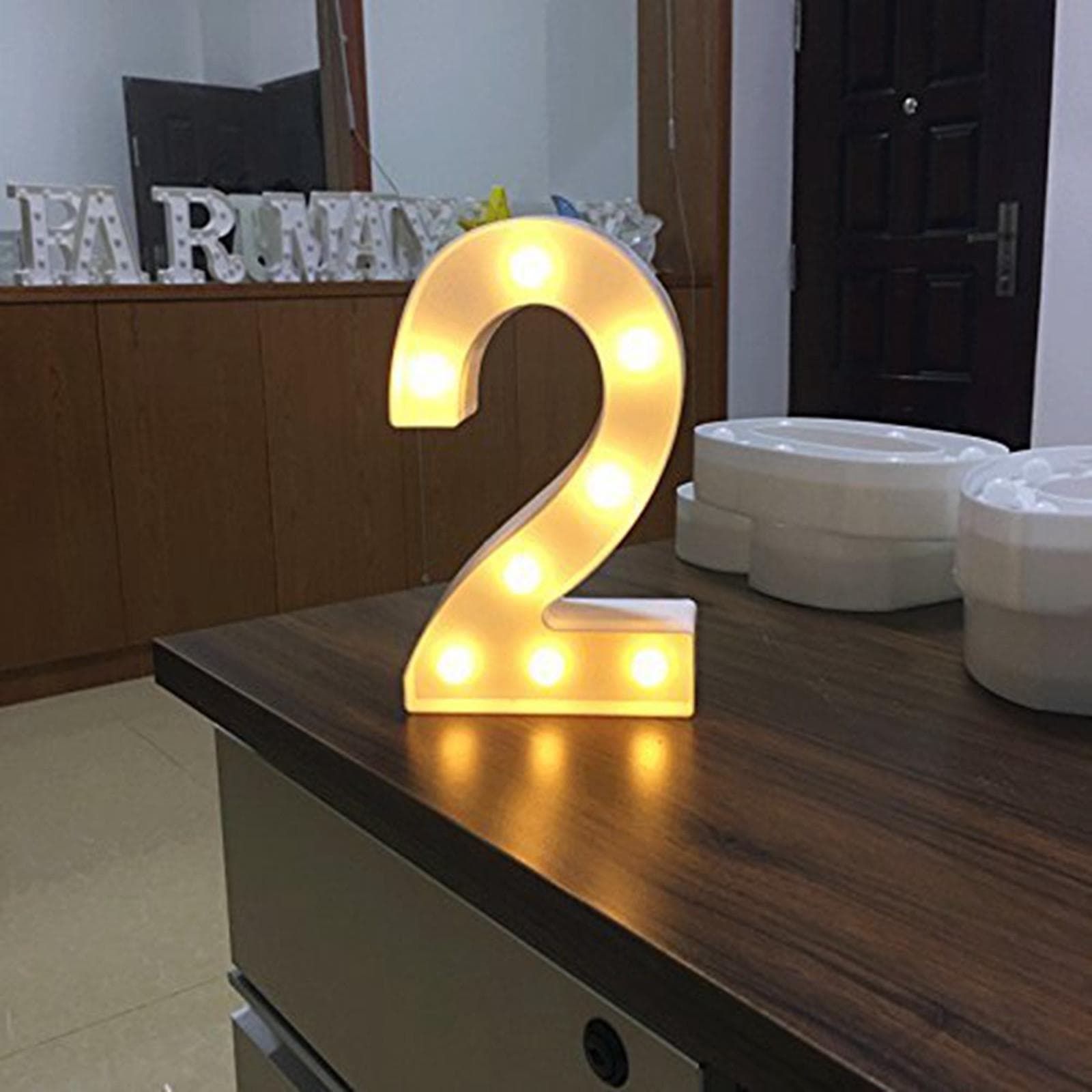 Light Up Letter LED Alphabet Number Plastic Battery Operated Party Sign Wedding Festival Stand Decoration One Size