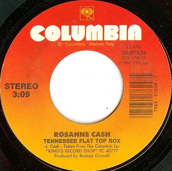 7inch Record ROSANNE CASH - Tennessee Flat Top Box / Why Don't 3807624 Columbia 1987 US Folk Used