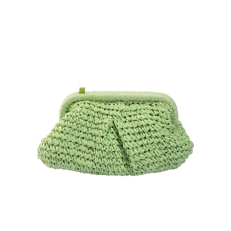 Gusure Summer Designer Shoulder Crossbody Bag Straw Weaving Clutch Purse Women Dumpling Crossbody Beach Bag Fashon Cloud Pouch green