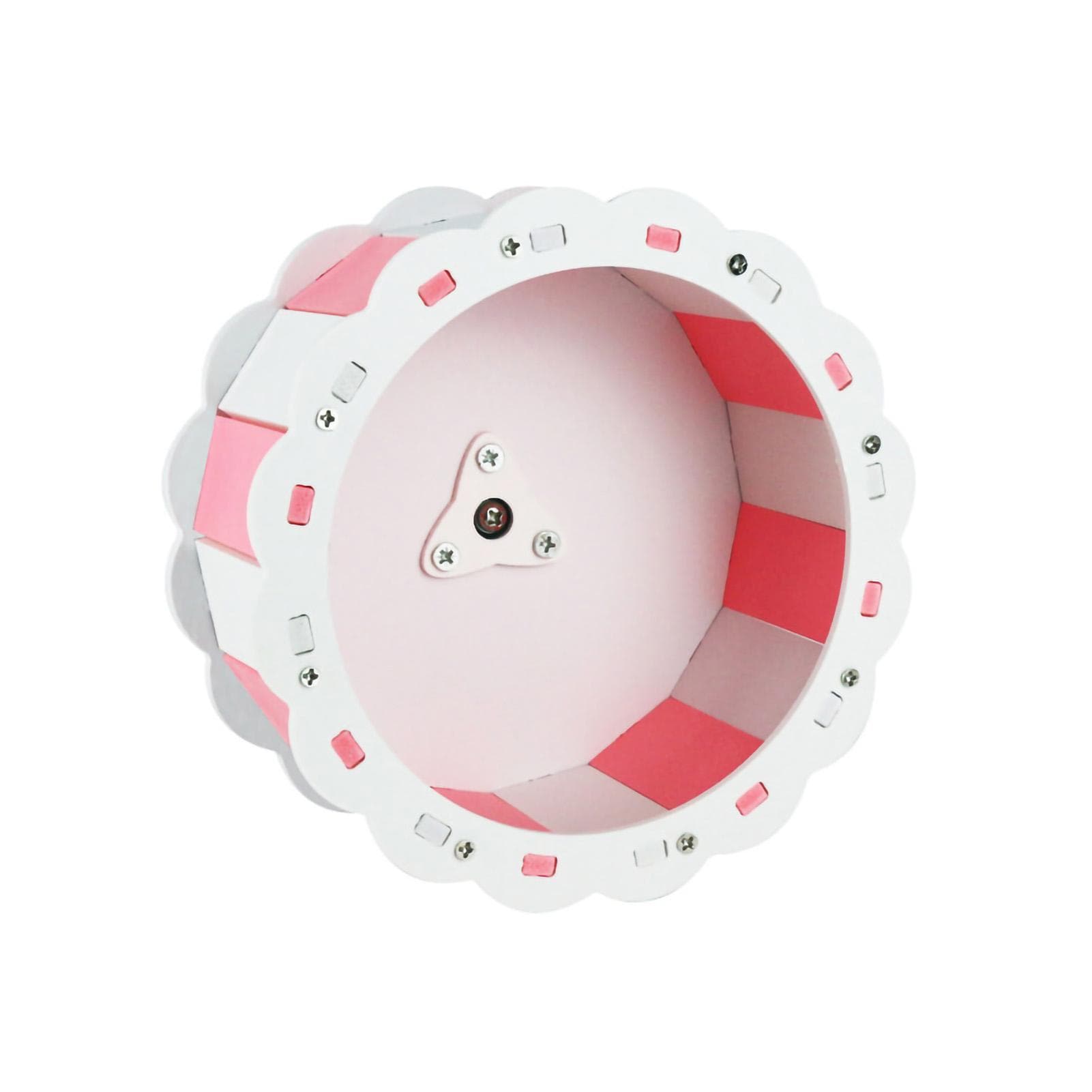 Hamster Wheel Silent Sunflower Shape PVC Screw Assembly Pet Running Wheel for Pet Hamster Sports 13cm/5.1in pink