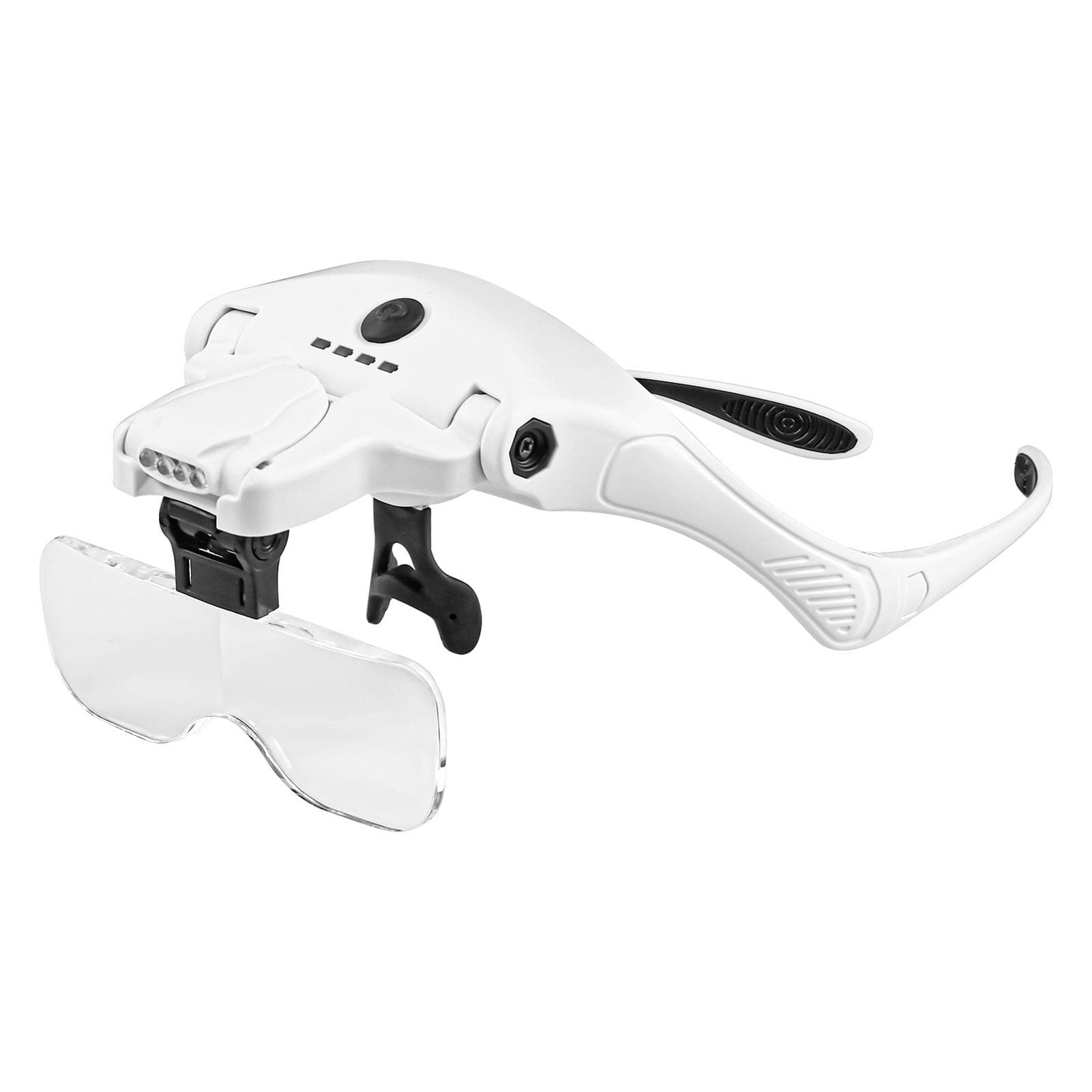 LED Illuminated Headband Magnifier 5 Detachable Lens 1.0X-3.5X Interchangeable Rechargeable Type 3 white