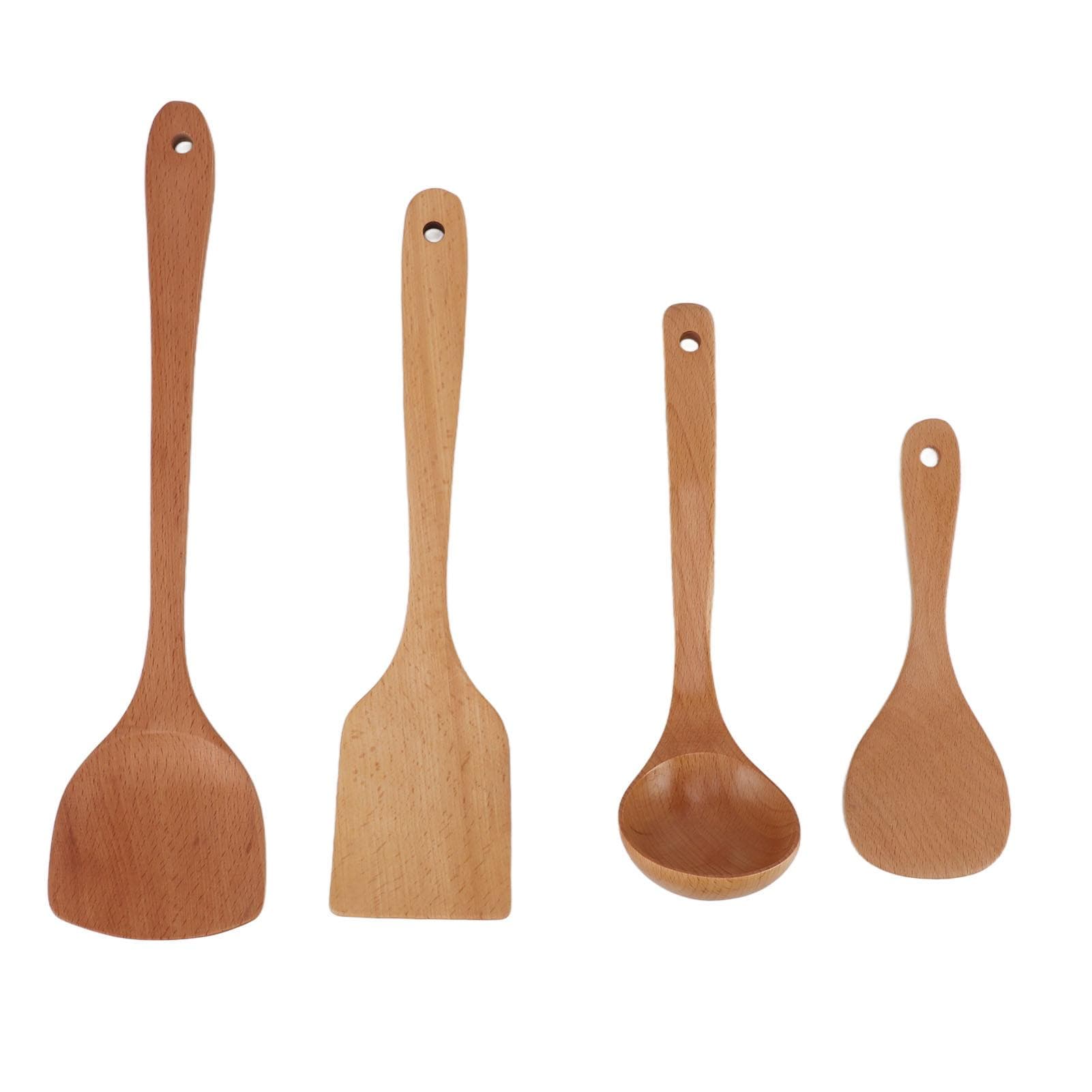 Wooden Spatula for Cooking Non Slip Multi Purpose Wooden Turner with Spoon Kitchen Wood Utensils