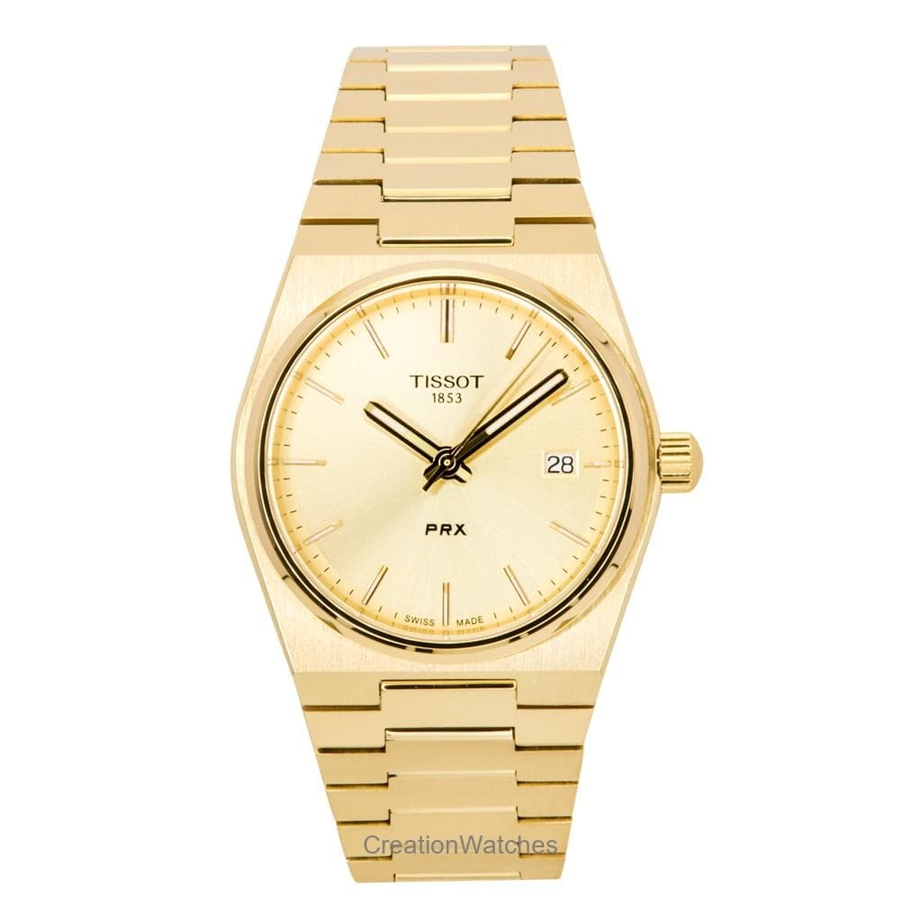Tissot PRX Gold Tone Stainless Steel Champagne Dial Swiss Quartz T137.210.33.021.00 100M Women's Watch champagne