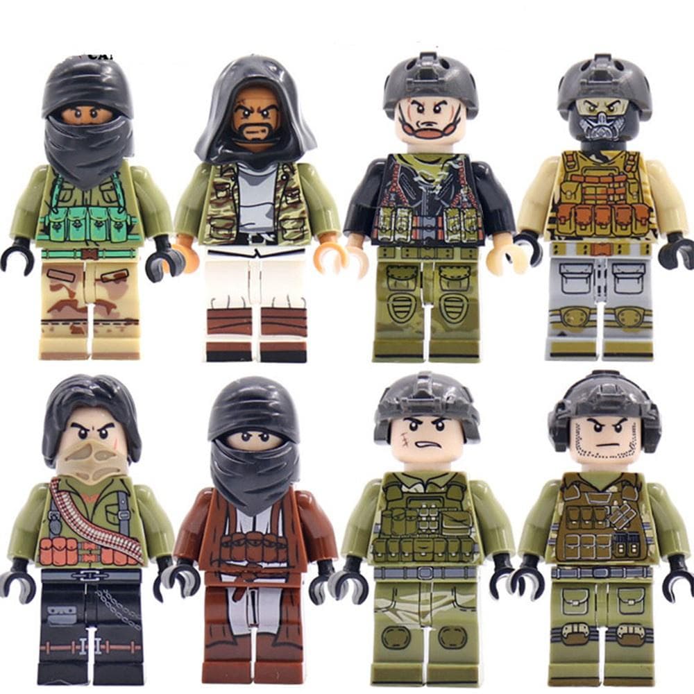 8PCS Military Series City Police Special Forces Minifigure Toy Building Blocks Dools Kit Toys German Soldier Pack Preschool Children Bricks Toy Gift 8pcs