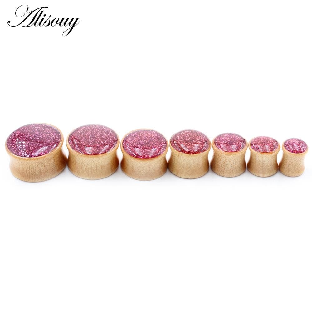 Alisouy 2pcs 8-20mm Wood Enamel Flared Ear Expander Flesh Tunnels Plugs Gauges Stretcher Extender Earring Body Piercing Jewelry 14mm