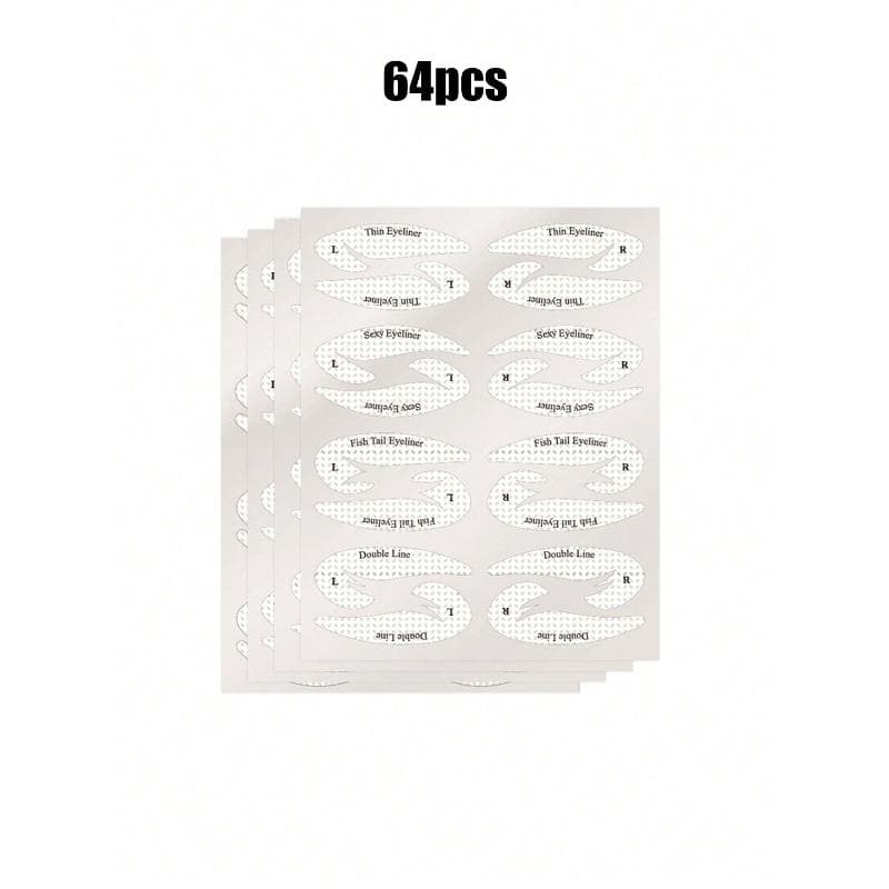64pcs/4 Sheets Eye Makeup Tools, Cat Eye Eyeliner Stencils, Eyeshadow & Eyeliner Guides, Cat Eye Liner, Fox Eye Makeup Templates, Eyeliner Stencils 64pcs/4 sheets